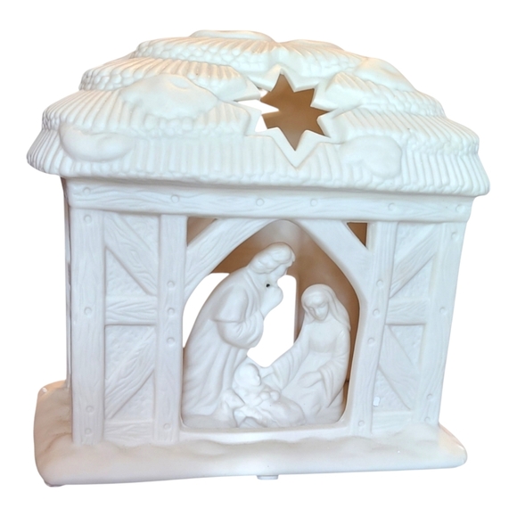PartyLite P0108 O Holy Night porcelain bisque Candle Holder  Nativity Scene - Picture 7 of 10